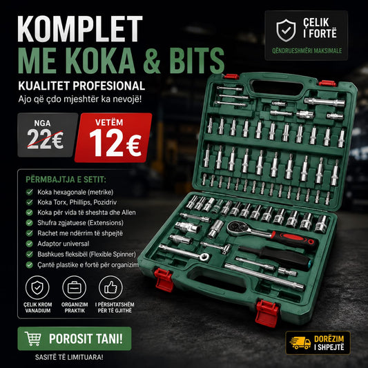 Komplet Çelësash me Koka &amp; Bits – Set Profesional